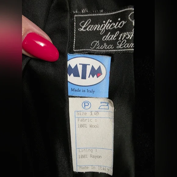 Cinzia Rocca By Rodel Black Winter Wool Coat w Fox Fur Trim Cuffs IT46/ US 16 - Picture 11 of 17